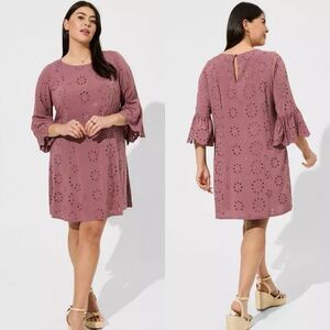 Torrid Mauve Eyelet Mini Dress